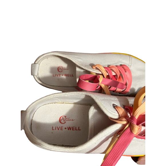 Canvas women’s sneakers with pink, yellow and orange trim size 9 - Picture 7 of 11